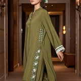 2PC Stitched Raw Silk Embroidered Suit (AIZ2PEC311)