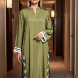 2PC Stitched Raw Silk Embroidered Suit (AIZ2PEC311)