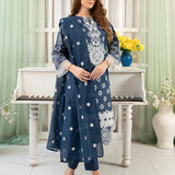 3PC Stitched Cambric Embroidered Suit (PML3PBC288)