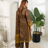 3PC Stitched Jacquard Embroidered Suit (EUAL3PEF237)