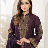 3PC Stitched Jacquard Embroidered Suit (EUAL3PEF234)