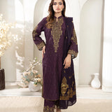 3PC Stitched Jacquard Embroidered Suit (EUAL3PEF234)