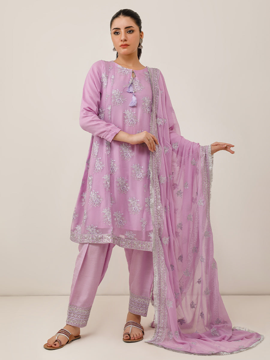 3pc - Stitched Embroidered Luxury Suit