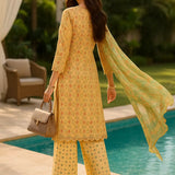 3PC Unstitched Printed Lawn Silk Suit (SUNS7ASI177)