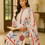 3PC Unstitched Printed Lawn Silk Suit (SUNS7ASI175)