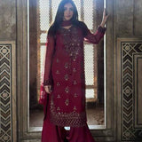 3PC Unstitched Chiffon Embroidered Suit (SUNW7CH088)