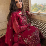 3PC Unstitched Chiffon Embroidered Suit (SUNW7CH088)