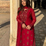 3PC Unstitched Chiffon Embroidered Suit (SUNW7CH088)