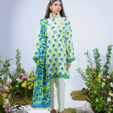 3PC Stitched Printed Lawn Silk Suit (SI14)