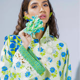 3PC Stitched Printed Lawn Silk Suit (SI14)