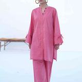 2PC Stitched Plain Yarn Dyed Dress