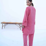 2PC Stitched Plain Yarn Dyed Dress