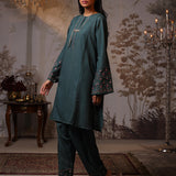 2pc Solid Embellished Stitched Suit