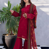 3pc- Unstitched Dyed Embroidered Lawn Suit