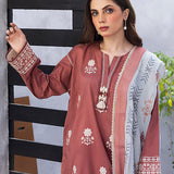 3pc- Unstitched Dyed Embroidered Lawn Suit