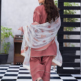 3pc- Unstitched Dyed Embroidered Lawn Suit