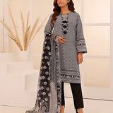 3PC Stitched Printed Lawn Silk Dress