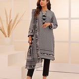 3PC Stitched Printed Lawn Silk Dress