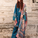 3pc Unstitched - Dyed Embroidered Khaddar Shirt with Haring Bone Lurex Shawl