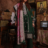 3pc Unstitched - Dyed Embroidered Khaddar Shirt with Haring Bone Lurex Shawl