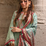 3pc Unstitched - Dyed Embroidered Khaddar Shirt with Haring Bone Lurex Shawl