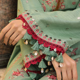 3pc Unstitched - Dyed Embroidered Khaddar Shirt with Haring Bone Lurex Shawl