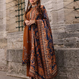 3pc Unstitched - Dyed Embroidered Khaddar Shirt with Haring Bone Lurex Shawl