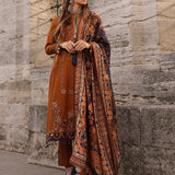 3pc Unstitched - Dyed Embroidered Khaddar Shirt with Haring Bone Lurex Shawl