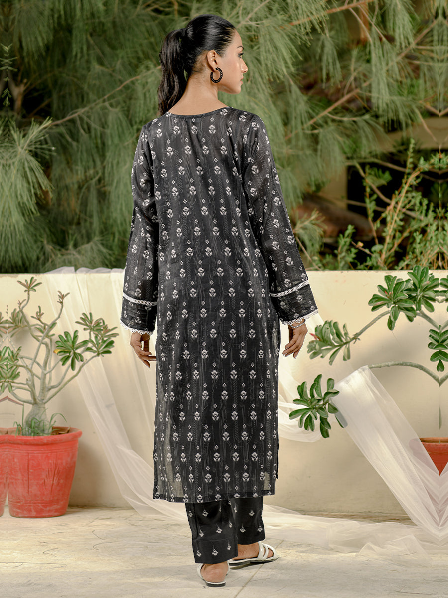 2pc - Basic Printed | B&W Stitched Suit