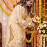 2PC Stitched Cotton Silk Embroidered Suit (EUAL2PELP214)