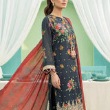 3PC Unstitched Lawn Printed Embroidered Suit (SUNS8FS223)