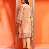 2pc Unstitched - Printed Embroidered Lawn Shirt With  Dyed Cambric Trouser