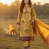 3PC Unstitched Printed Silk Lawn Suit (SUNS7ASI338)