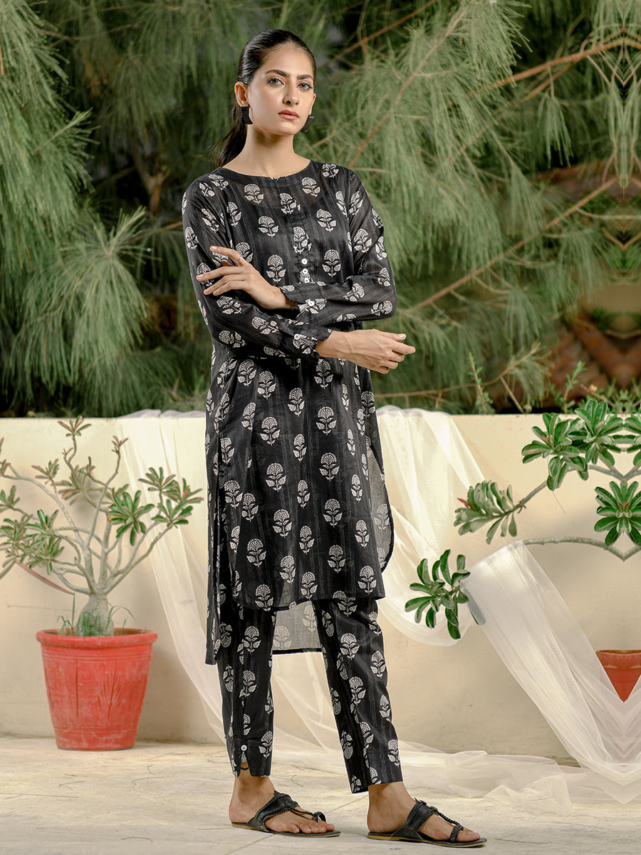 2pc - Basic Printed | B&W Stitched Suit