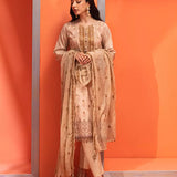 2pc Unstitched - Printed Embroidered Lawn Shirt With  Dyed Cambric Trouser