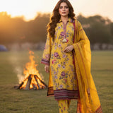 3PC Unstitched Printed Silk Lawn Suit (SUNS7ASI338)