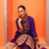 2pc Unstitched - Printed Embroidered Lawn Shirt With  Dyed Cambric Trouser