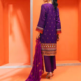 3PC Unstitche Printed Embroidered Lawn Shirt With Dyed Chiffon Embroidered Dupatta