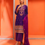 2pc Unstitched - Printed Embroidered Lawn Shirt With  Dyed Cambric Trouser