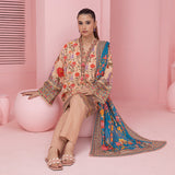 3pc Unstitched - Printed Lawn Suit