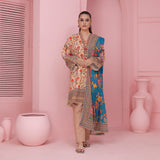 3pc Unstitched - Printed Lawn Suit