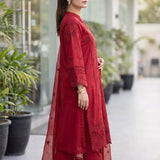 3PC Stitched Cambric Embroidered Suit (PML3PBC295)
