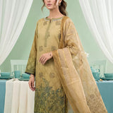 3PC Unstitched Lawn Printed Embroidered Suit (SUNS8FS216)