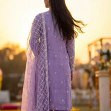 3PC Stitched Embroidered Cotton Net Suit (SPL3PEF067)