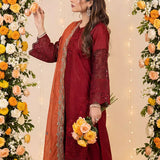 3PC Stitched Embroidered Suit (SPL3PELP049)