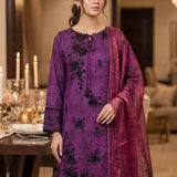 3PC Unstitched Lawn Printed Embroidered Suit (SUNS8FS204)