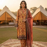 3PC Unstitched Printed Silk Lawn Suit (SUNS7ASI327)