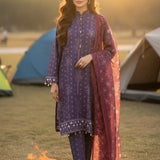 3PC Unstitched Printed Silk Lawn Suit (SUNS7ASI326)