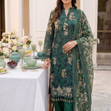 3PC Unstitched Lawn Printed Embroidered Suit (SUNS8FS218)