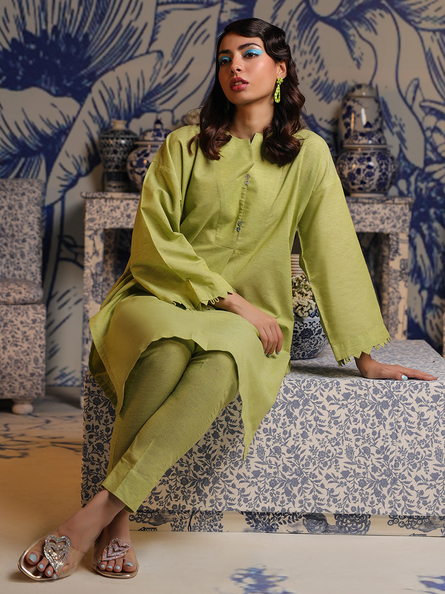 2pc Solid Embellished Stitched Suit